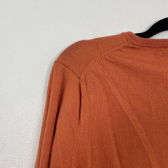 J. Crew Factory Men's L 100% Merino Wool Burnt Orange V Neck Sweater Fall - Picture 7 of 9